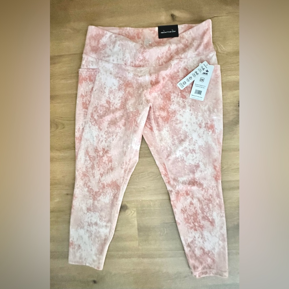 RBX Active Full Length High Waist Pink Tie-Dye Leggings Size 2X NWT